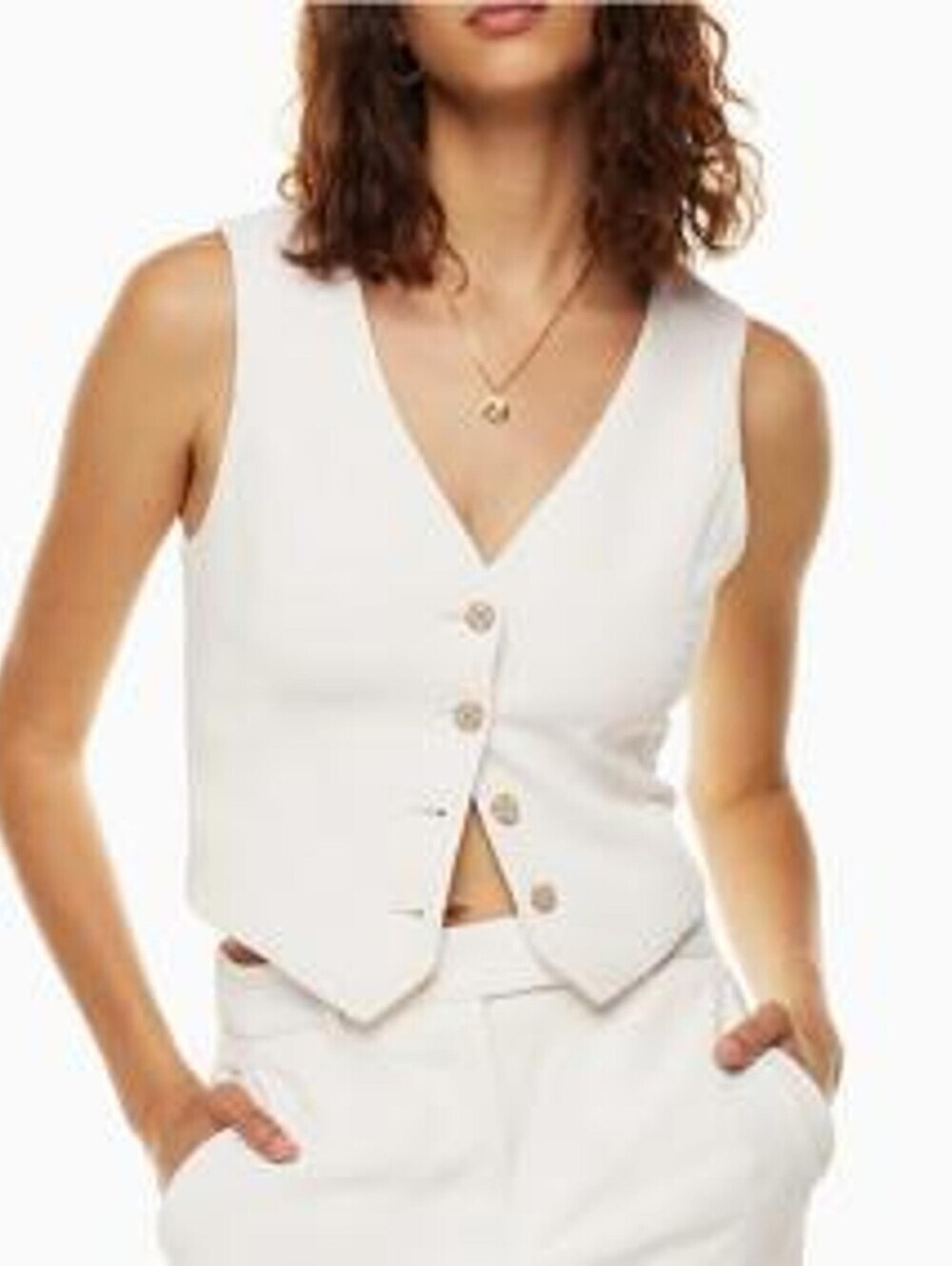 ZARA Cream Button Front Knit Vest...Size:S